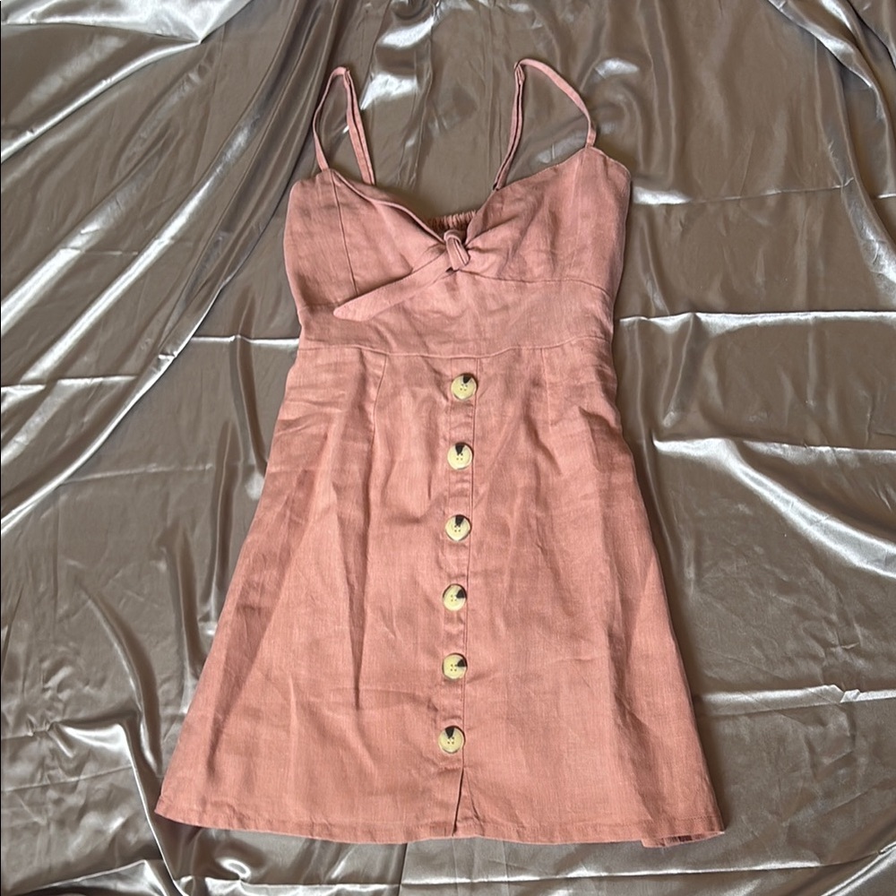 Faithful The Brand Knee Length Casual Pink Button-Down Dress